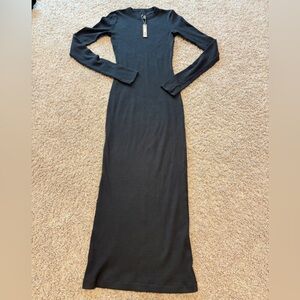 NWT SKIMS LONG SLEEVE WAFFLE
DRESS Dark Gray Size XS